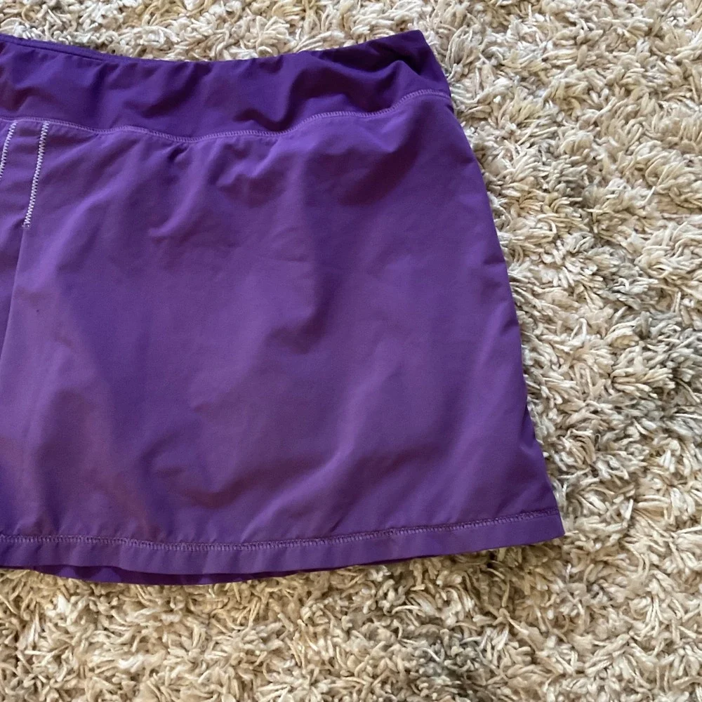 Athleta Womens Purple Pleated Active Skort Size L Tennis Running Skirt Pocket